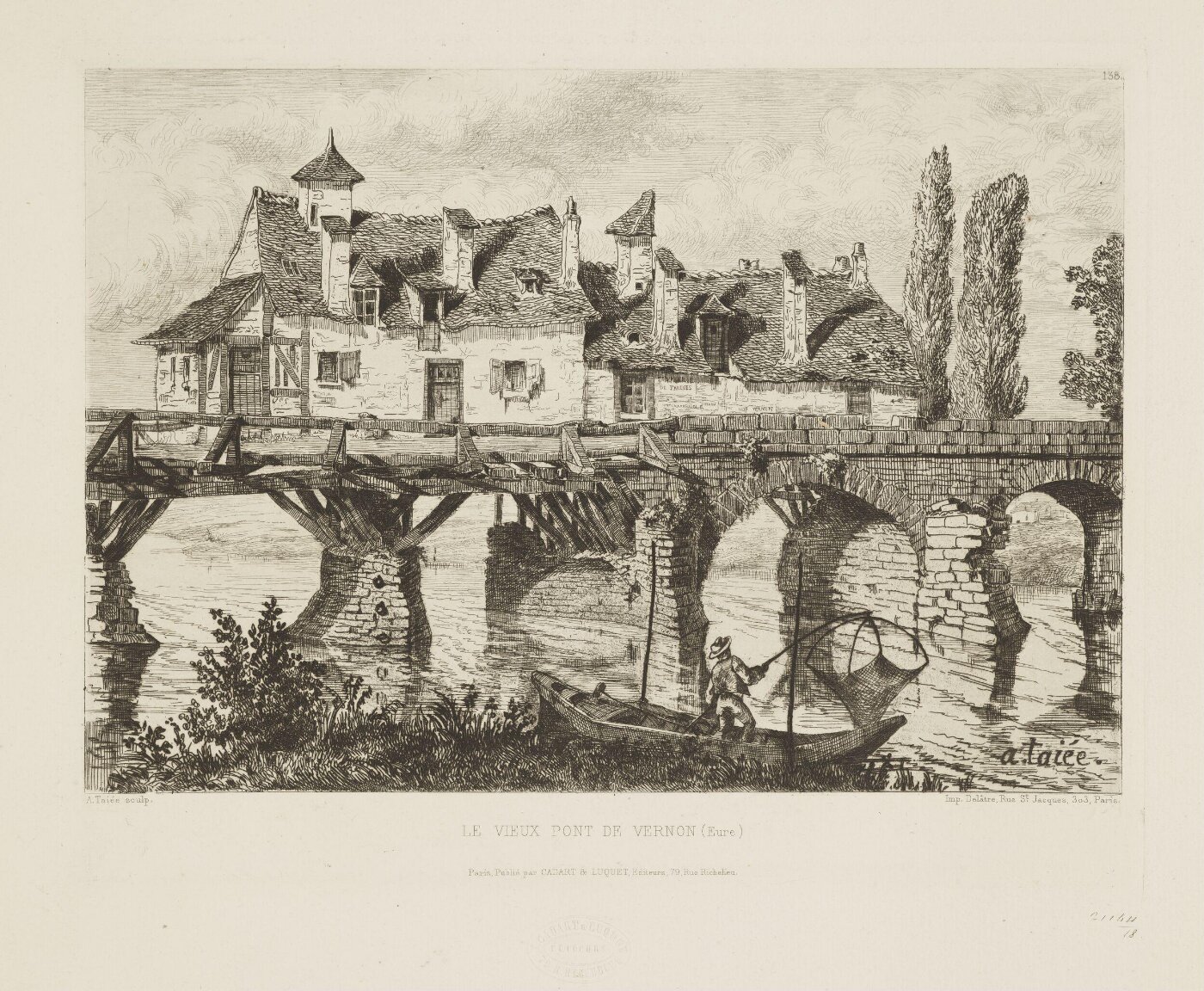 Taiée, Jean Alfred, The old bridge at Vernon (Eure)