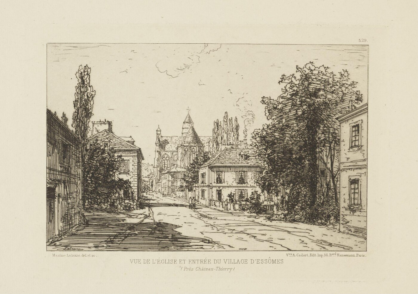 Lalanne, Maxime, View of the church and entrance to the village of Essômes (near Château-Thierry)