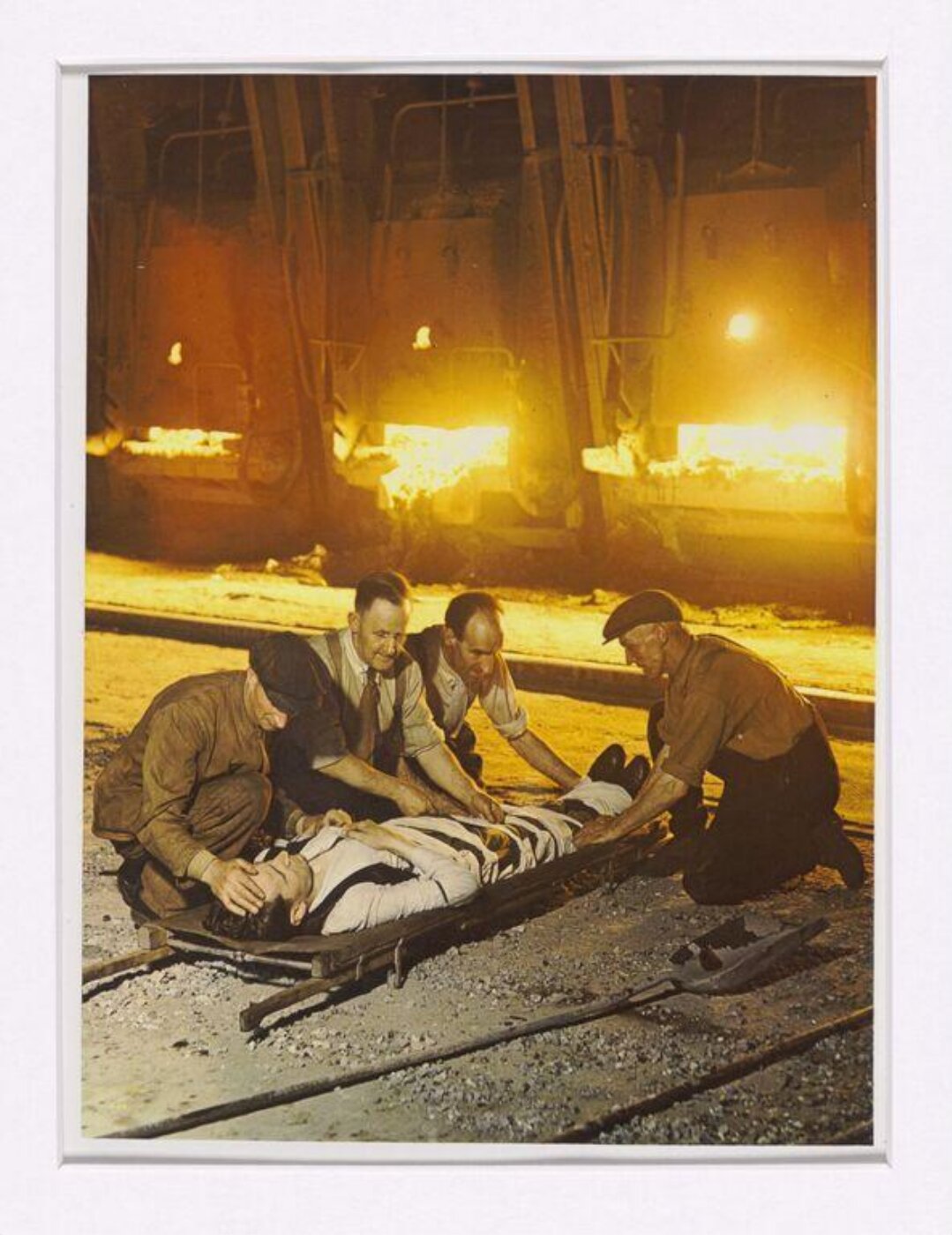 Hinde, John Wilfrid, A First-Aid Party Training in the Furnace Room of an Iron Foundry